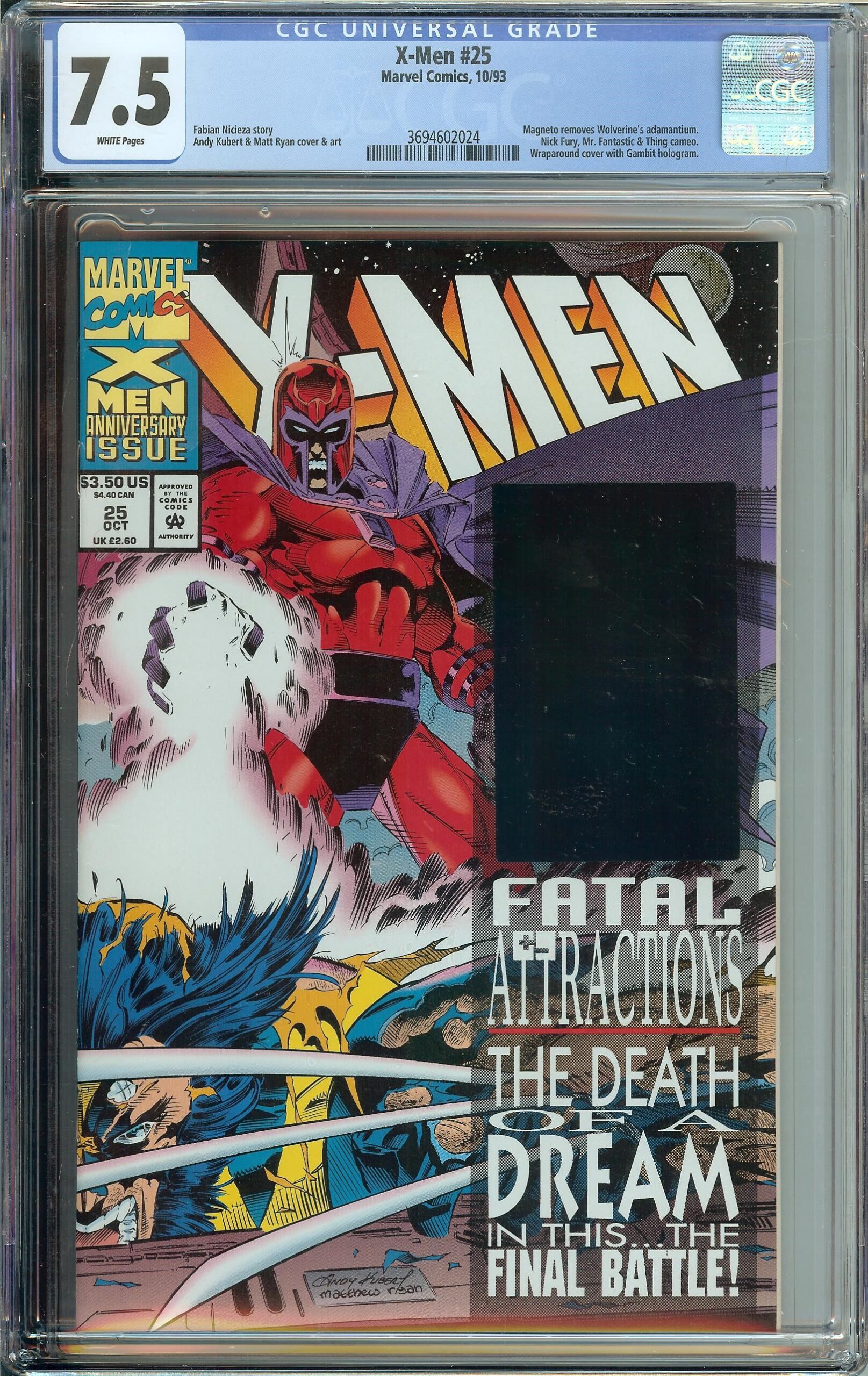 X-Men #25 CGC 7.5 Hologram Wolverine Loses Adamantium