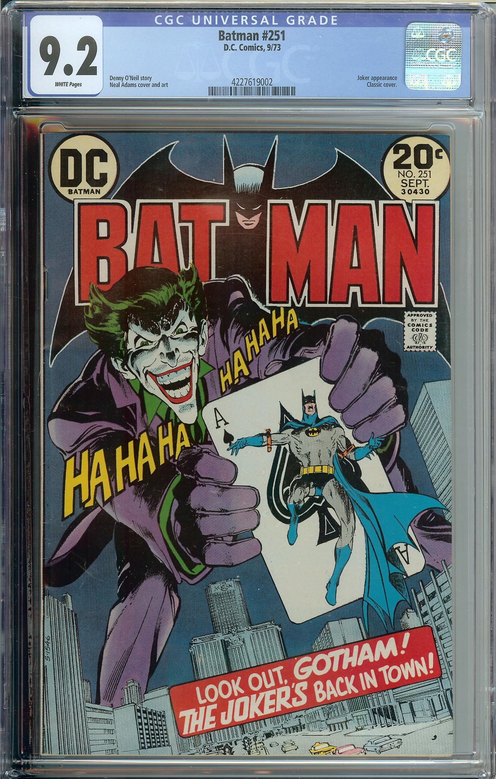 Batman #251 CGC 9.2 Classic Neal Adams Joker Cover White Pages