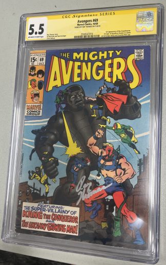 Avengers #69 SS CGC 5.5 1st app. of Squadron Sinister Auto Roy Thomas