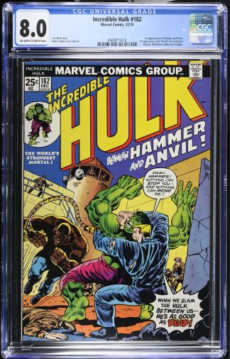Incredible Hulk #182 CGC 8.0 1st app. of Hammer, Anvil and Crackajack Jackson 1974