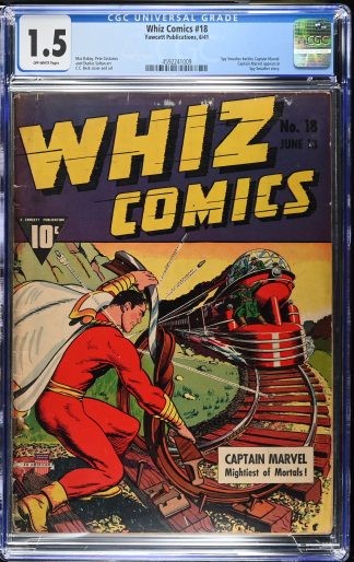 Whiz Comics #18 CGC 1.5 CC Beck Cover Classic Train 1941 Fawcett