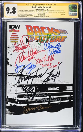 Back To The Future #2 SS CGC 9.8 Auto x10 Michael J Fox Signed Huey Lewis Sketch Cover