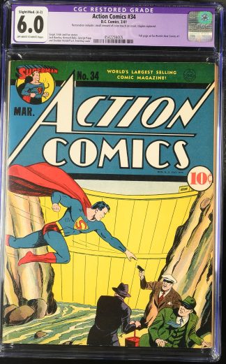 Action Comics #34 CGC 6.0 (R) Full page ad for World's Best Comics #1
